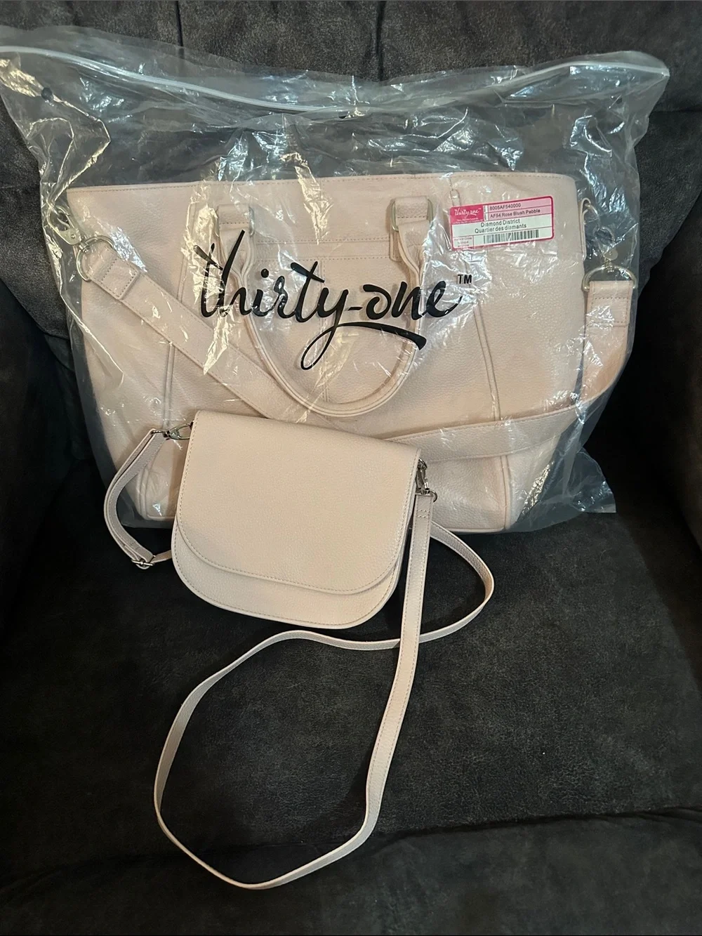 thirty-one Light Blush Tote with Matching Crossbody Diamond District